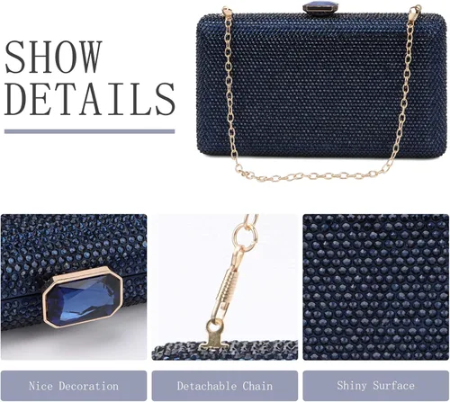 Miniatura 5 de KUANG! Bolsas de noche de cristal para mujer, bolsa de mano formal para fiesta, bolso de boda con diamantes de imitación, bolso de novia para fiesta