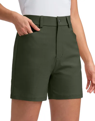 Miniatura 13 de G Gradual Pantalones cortos de golf de 5 pulgadas para mujer, elásticos, ligeros, para senderismo, con bolsillos, pantalones cortos casuales
