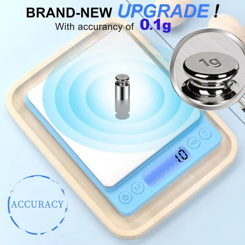Miniatura 2 de Báscula digital de alimentos para onzas y gramos, YONCON 3000g/0.1g de precisión, báscula de cocina multifuncional para cocinar, hornear