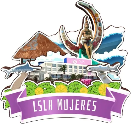 Miniatura 7 de Isla Mujeres Mexico - Imán de madera para nevera, colección 3D, madera 3D, hecho a mano, recuerdos de la ciudad, imán para nevera, decoración