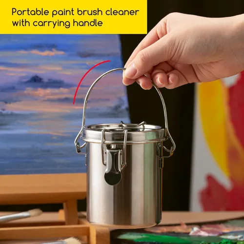 Miniatura 6 de MEEDEN Lavadora de pinceles de pintura portátil: limpiador de pinceles de artista de acero inoxidable para pintura al óleo y acrílica - pequeño