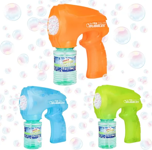 Lanzador de burbujas iluminado: soplador automático de burbujas para niños, juguete de verano al aire libre y fiesta en la piscina (incluye solución