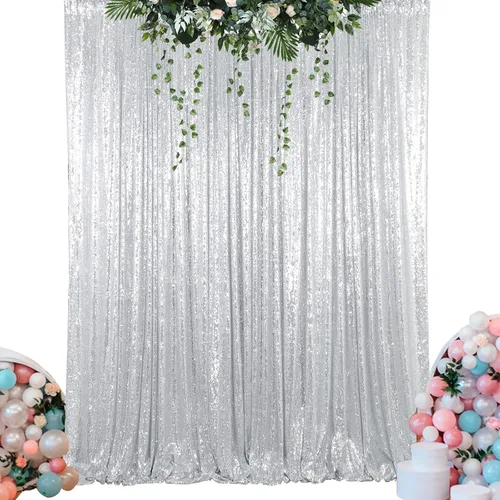 Miniatura 7 de ShinyBeauty Cortinas de Telón de Fondo con Lentejuelas 4x10 pies Negro Cortinas de Lentejuelas 2 Paneles Telones de Fondo para Bodas Telón de Fondo