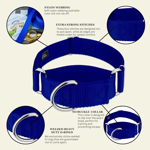 Miniatura 7 de Country Brook Design - Collar ancho para perro, ajustable para razas grandes - Collar de perro de nailon sólido Martingala