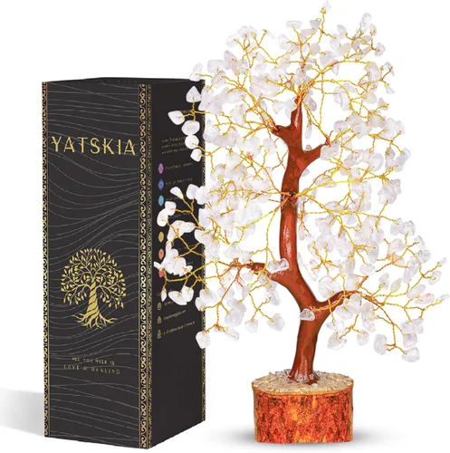 Miniatura 26 de YATSKIA - Árbol de cristal turquesa Feng Shui, alambre, bonsái Buhha, estatua reiki, Chakra curativo energía positiva, buena suerte dinero regalos