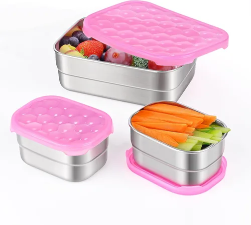 Tanjiae Recipientes Pequeños de Acero Inoxidable para Almuerzo para Niños | A Prueba de Fugas Sin BPA Recipientes para Aperitivos con Tapas de
