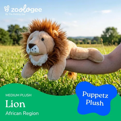 Miniatura 2 de The Petting Zoo Marioneta de peluche de mano de león, regalos para niños, animales de marioneta, juguete interactivo de peluche de 16 pulgadas