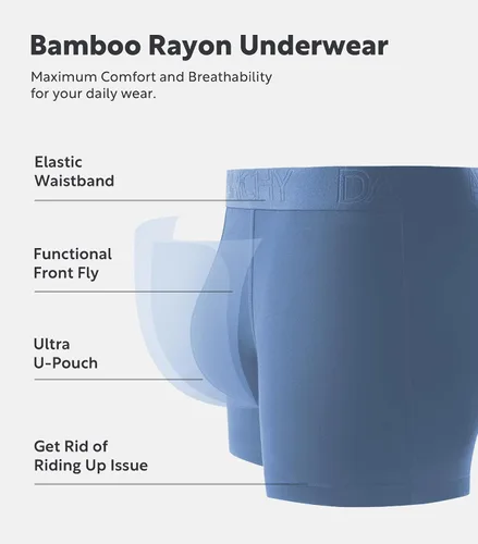 Miniatura 5 de DAVID ARCHY Mens Underwear Bamboo Rayon Boxer Briefs Breathable and Soft with Fly Underwear for Men 3 or 4 Pack