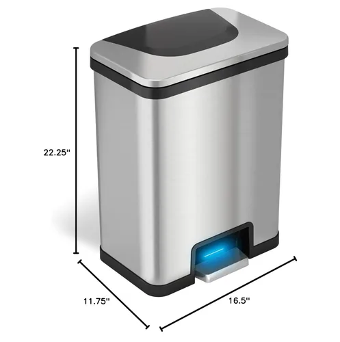 Miniatura 2 de iTouchless AutoStep - Cubo de basura con sensor de pasos con sistema de filtro de olor, 13 galones, cubo de basura de cocina, acero inoxidable
