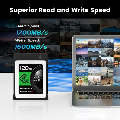 Miniatura 3 de Tarjeta de memoria CFexpress tipo B de 128 GB, grabación de video 4K/8K sin procesar, lectura de hasta 1700 MB/s, escritura de 1600 MB/s, compatible