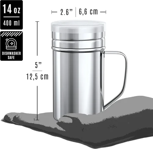 Miniatura 5 de CUSINIUM Juego de 4 saleros y pimenteros grandes de acero inoxidable de 14 oz - Con tapa de plástico - Con asa