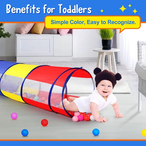Miniatura 2 de Túnel de juego para niños pequeños, tienda de campaña desplegable para bebés, niños o perros con 2 lados de malla, juguetes de túnel para niños