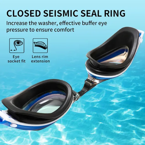Miniatura 5 de Body+ Gafas de natación para miopes, gafas de natación con lentes ópticas con espejo/sin espejo para miopía, antivaho para hombres y mujeres adultos