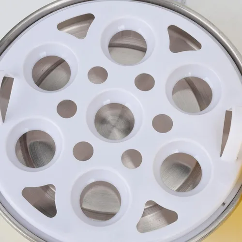 Miniatura 5 de Olla rápida para huevos, capacidad para 7 huevos, 350 W, olla eléctrica para huevos duros en forma de pollo con apagado automático, taza medidora