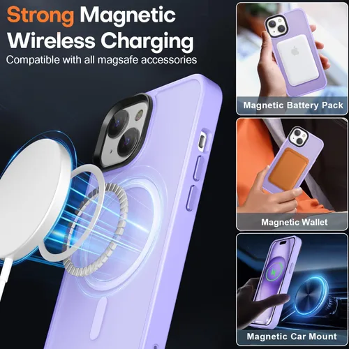 Miniatura 97 de Fuerte magnético para iPhone 11, compatible con Magsafe, [resistente a caídas de 13 pies] Funda trasera translúcida mate con sensación de piel
