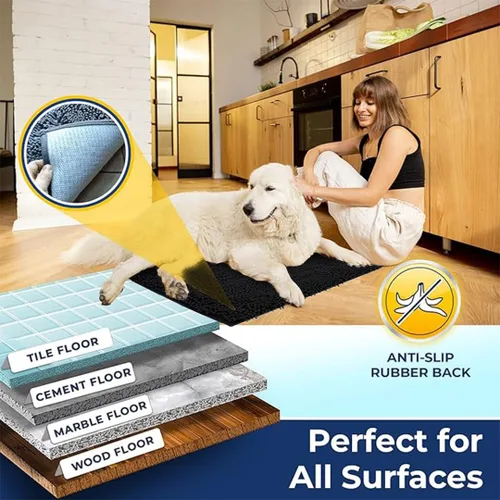 Miniatura 5 de Muddy Mat Alfombras de Baño de Chenilla de Microfibra de Secado Rápido Antideslizantes Lavables, Extra Gruesas, Suaves y Altamente Absorbentes