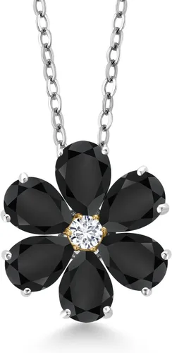 Miniatura 16 de Gem Stone King Collar de plata de ley 925 y oro amarillo de 10 quilates con piedra natal y diamantes cultivados en laboratorio, forma de pera