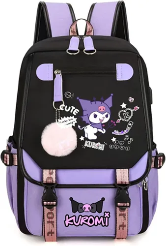 Roffatide Anime Kuromi Print Business Casual Laptop Hombros Mochila Viaje Senderismo Daypacks Mochila Mochila 17 Pulgadas, Kurom B, Moderno,