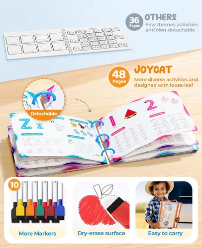 Miniatura 3 de JoyCat Actividades de Aprendizaje Preescolar 48 Páginas Reutilizables, Práctica de Escritura a Mano para Niños Pequeños, Libros de Trabajo