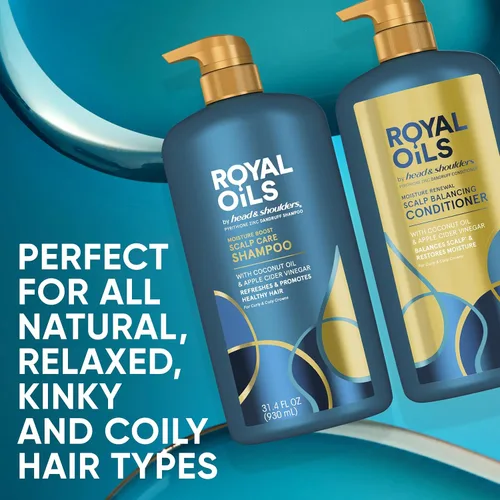 Miniatura 3 de Head & Shoulders Royal Oils Champú y Acondicionador Anti-Caspa Paquete Doble, 1% Piritiona de Zinc, Para Cabello Rizado, Cabello Enrulado, Alivio