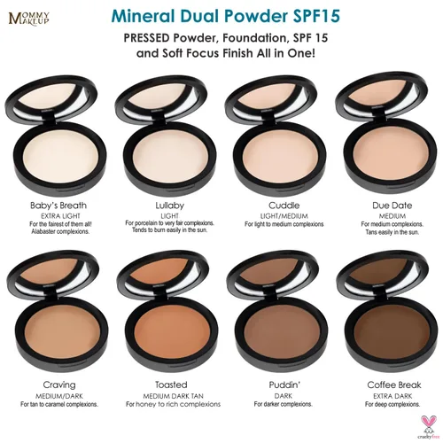 Miniatura 6 de Mineral Dual Powder - Base mineral prensada 4 en 1 con SPF 15 para un brillo impecable, sin aceite, sin talco, sin gluten, 0.45 onzas