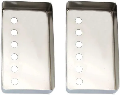 Miniatura 3 de Juego de 2 fundas cromadas para guitarra Humbucker, 50/2.047 in, juego de cubiertas plateadas para pastillas de sonido mejorado, se adapta a