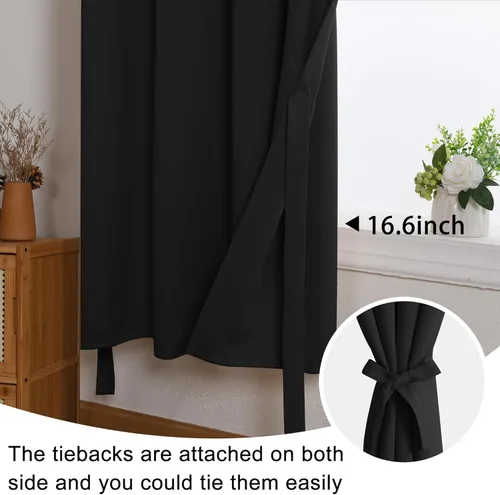 Miniatura 6 de JIUZHEN Cortinas Cortas de Cocina para Media Ventana Cortinas Opacas con Alzapaños para Sombras de Habitación Base, Cortinas con Ojales para Sala