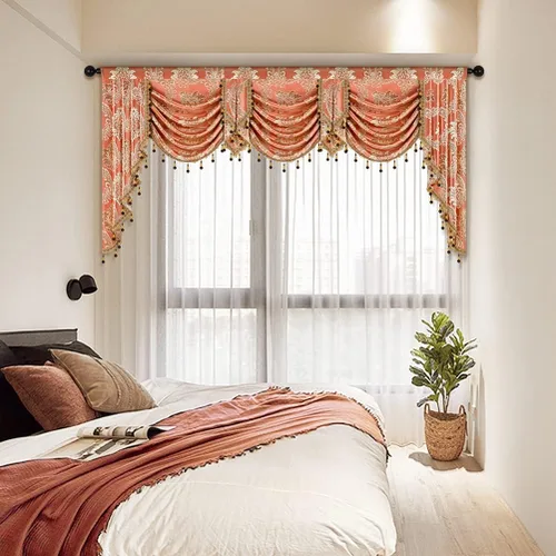 Miniatura 21 de ELKCA - Cenefa de cascada de tejido jacquard para dormitorio, cenefa de cortina de lujo para sala de estar