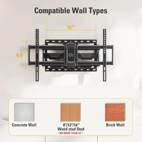 Miniatura 6 de Mounting Dream Montura de pared para TV UL Listada para la mayoría de televisores de 42-84 pulgadas, de movimiento completo, con giro e inclinación