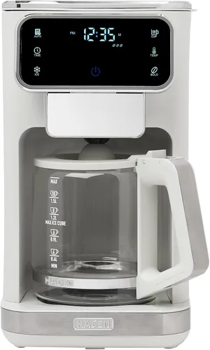 Miniatura 10 de Haden Cafetera caliente y helada de 12 tazas con 120 minutos para mantener el calor, retrasar la preparación, fuerza ajustable, reloj programable