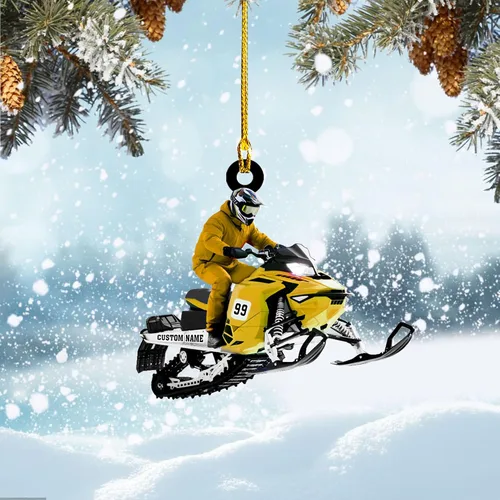 Miniatura 4 de Zapatos de motos de nieve personalizados personalizados adorno de Navidad de acrílico para amantes de motos de nieve (SM 1)
