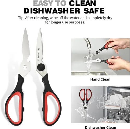 Miniatura 2 de Tijeras de cocina de alta resistencia con tijeras desmontables, multiusos, tijeras aptas para lavavajillas, cuchillas dentadas, cascanueces