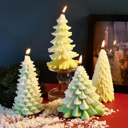 Miniatura 3 de MGLIFEUL 5 piezas molde de silicona 3D de árbol de Navidad y piña para velas, jabón, resina epoxi y cera, formas de silicona, molde de árbol