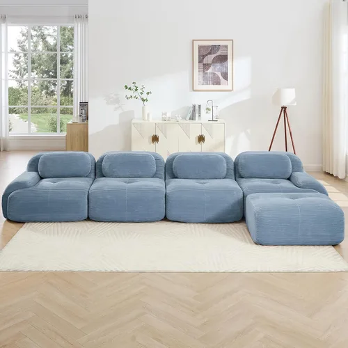 Miniatura 41 de Juego de sofás seccionales sin hueso de 117 pulgadas para sala de estar, modular en forma de L y sofá de 3 plazas con asiento profundo, almohadas