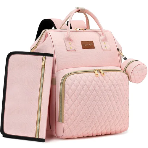 Miniatura 17 de ROSEGIN Mochila para pañales con cambiador, funda para chupete, bolsa de bebé para niños y niñas pequeños - grande, elegante, bolsa de pañales