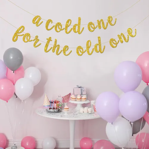 Miniatura 5 de INNORU Cartel "A Cold One for The Old One" – Decoración de fiesta de feliz cumpleaños – Divertido cartel de decoración de fiesta de cumpleaños 50