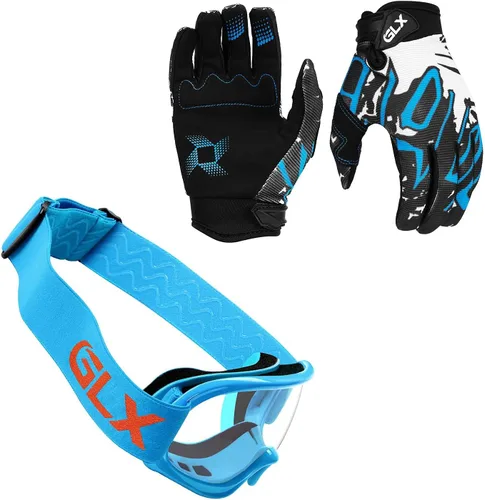 Miniatura 7 de GLX GX623 Combo de Casco para Jóvenes ATV/Dirt Bike - Azul Retro, Mediano - DOT retro azul