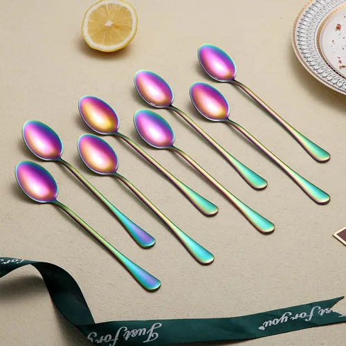 Miniatura 4 de Cucharas de helado y cóctel de acero inoxidable prémium - Juego de 8 (plateado)