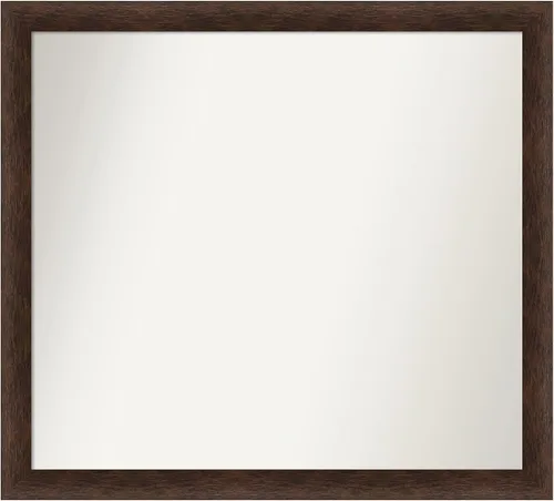 Miniatura 462 de Amanti Art Espejo de pared personalizado no biselado (24 x 27 pulgadas), marco estrecho de nogal chipre - varios tamaños personalizados - Espejo
