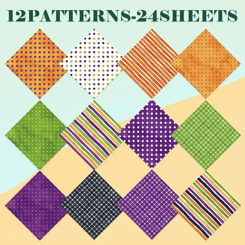 Miniatura 3 de Papel para álbum de recortes de Halloween, 24 hojas de 6 x 6 pulgadas, diseño de calabaza, araña, fantasma, murciélago, papel para hacer tarjetas