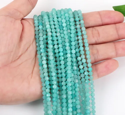 Miniatura 3 de AD Beads Cuentas naturales de piedras preciosas con corte de diamante micro facetado de 4 mm pequeñas y redondas para hacer collares y pulseras DIY