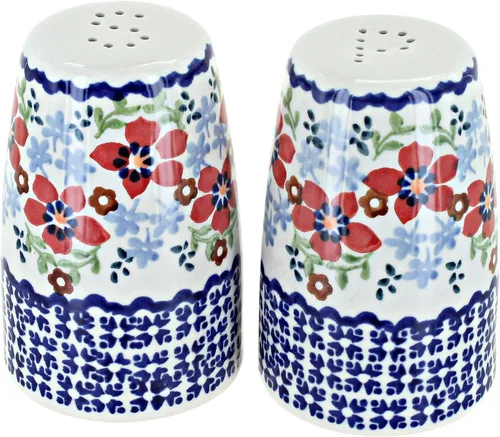 Miniatura 8 de Blue Rose - Salero y pimentero de flores rojas del desierto, 3.5 pulgadas de alto, juego de condimentos de cerámica pintado a mano para mesa y cocina