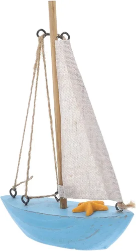 EXCEART Modelo de vela de madera azul Favores de centro de barco Modelos Star Nursery Ornamento Vintage House Style Mesa Miniatura con decoración de