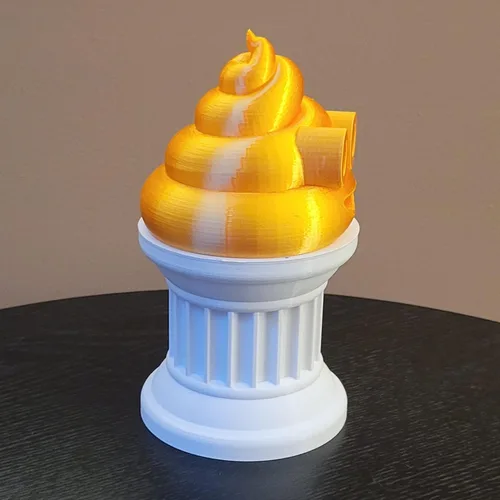Miniatura 5 de Znet3D Poop Emoji Trophy – 6 pulgadas de alto en un pilar blanco – Premio y regalo perfecto – Hecho a mano con fabricación aditiva (oro seda)