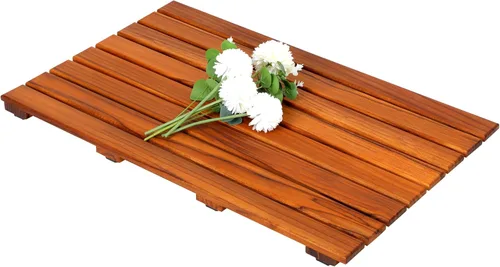 Miniatura 7 de VaeFae Alfombra de ducha de teca, alfombra de baño antideslizante, alfombra de spa de lujo, alfombra de madera para bañera, 20 x 13 pulgadas