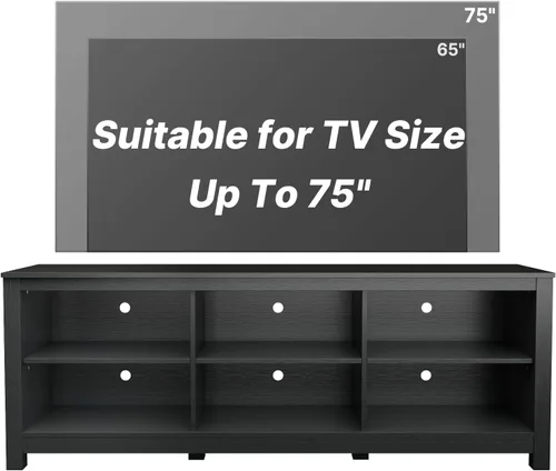Miniatura 6 de BVIUNTWO Soporte de TV negro para televisores de hasta 70 pulgadas, centro de entretenimiento para consola de TV de más de 65 pulgadas con 6