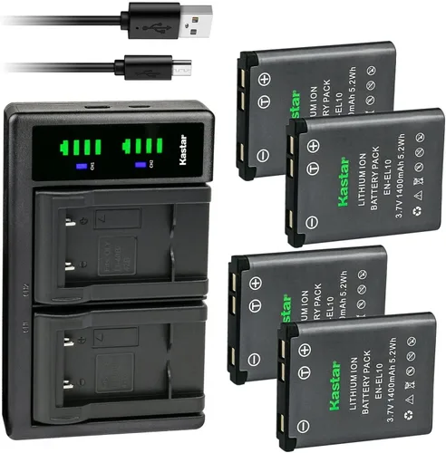 Miniatura 8 de Kastar 2 baterías y cargador USB LTD2 compatible con batería Nikon EN-EL10, cargador MH-63, Coolpix S60 S80 S200 S202 S203 S210 S220 S230 S500 S510
