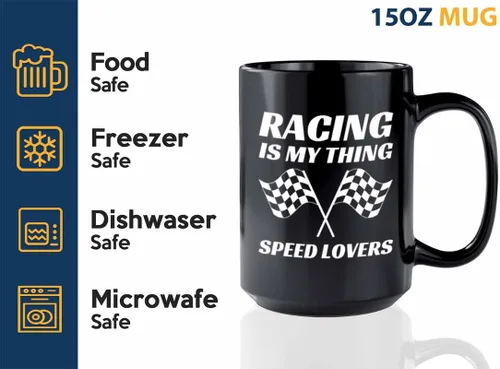 Miniatura 3 de Taza de café Racer de 15 onzas, color negro, Racing Is My Thing, Fuel Speed Racer Car Guys Circuit Automotriz Racing Boy Regalos para él, papá