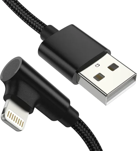 Cable corto Lightning de 1 pie en ángulo recto, paquete de 3 cables de carga rápida USB a iPhone de 90 grados, compatible con Apple iPhone 13, 12,