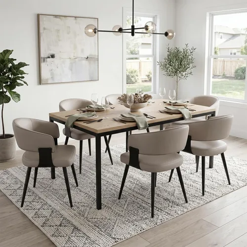 Miniatura 19 de Dining Chairs Set of 2, Modern Upholstered Faux Leather Kitchen Chairs with Curved Back, Easy to Assemble & Clean for Dining Room, Restaurant, Cafe